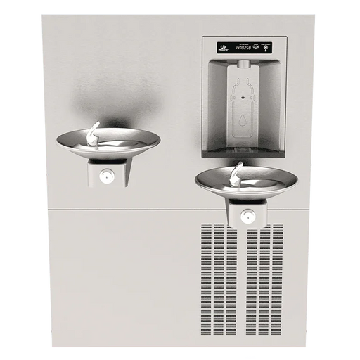 Haws 1011HSA.8 RIVIVE™ – ADA Dual Hi-Lo Drinking Fountain with Recessed Chilled Bottle Filler - The Fountain Direct