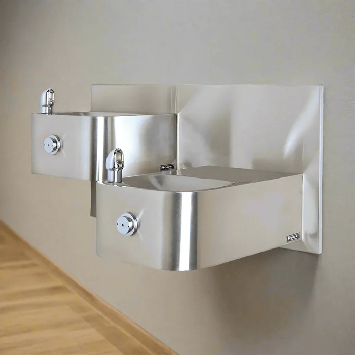 Haws 1119 Hi-Lo ADA Vandal-Resistant Dual Drinking Fountain – Wall-Mounted - The Fountain Direct