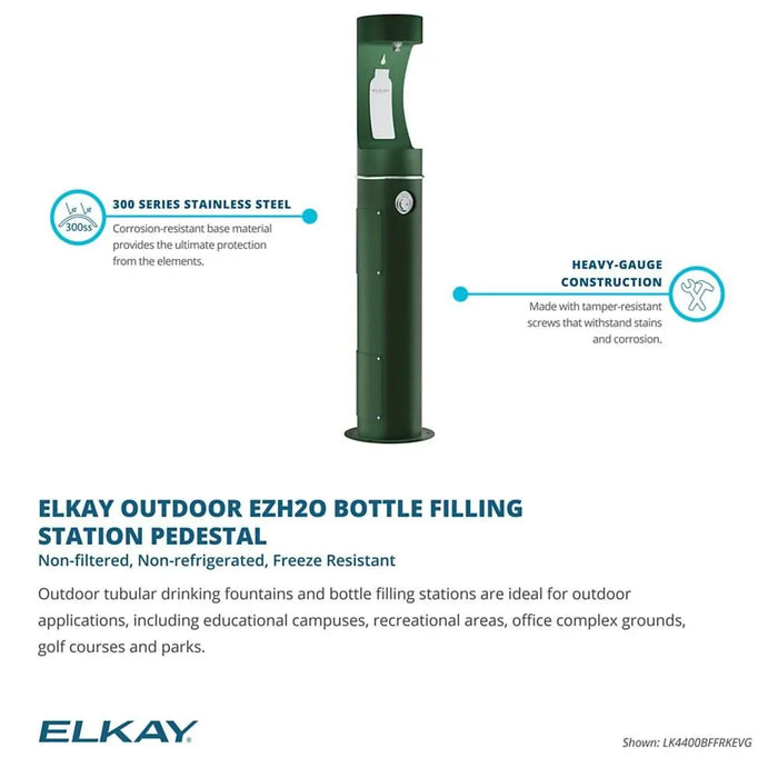 Elkay LK4400BFFRKEVG Outdoor Pedestal Bottle Filling Station – Freeze-Resistant - The Fountain Direct
