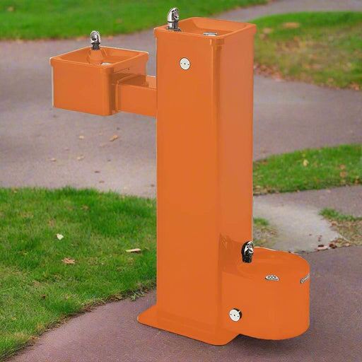 Haws 3500D ADA Outdoor Stainless Steel Pedestal Fountain with Pet Fountain - The Fountain Direct