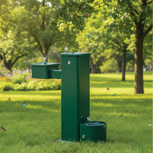 Haws 3500D ADA Outdoor Stainless Steel Pedestal Fountain with Pet Fountain - The Fountain Direct