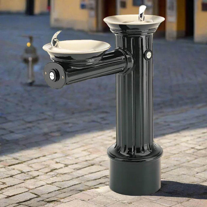 Haws 3511 ADA Antique Style Dual-Basin Outdoor Pedestal Drinking Fountain – Cast Aluminum & Stainless Steel - The Fountain Direct