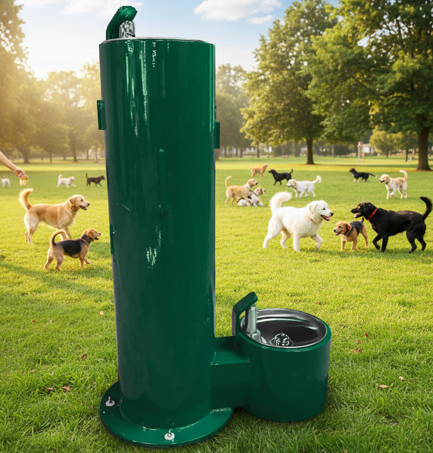 Stern Williams 5325-90-GR Exterior Pedestal Drinking Fountain with Pet Station - The Fountain Direct