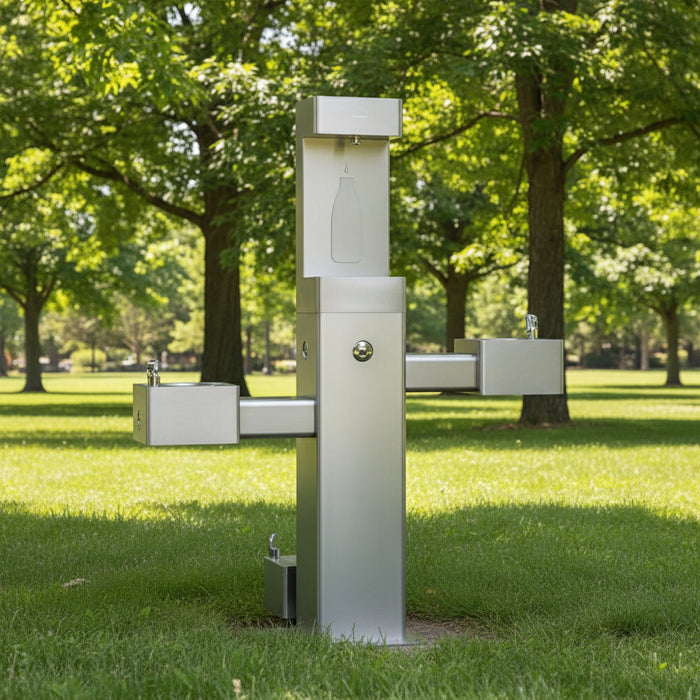 Global Industrial™ Outdoor Bottle Filler & Drinking Fountain with Pet Station – Unfiltered – 761221 - The Fountain Direct