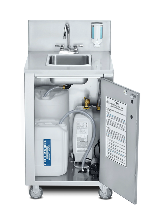 Crown Verity CV-PHS-4C Space Saver Portable Hand Sink – Cold Water Only, Hands-Free Foot Pump Operation - The Fountain Direct