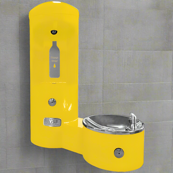 Willoughby CWBF-2WM Wall-Mounted Outdoor Water Bottle Filler with ADA Drinking Fountain - The Fountain Direct