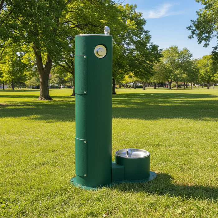 Elkay LK4400DBEVG Outdoor Pedestal Drinking Fountain with Pet Bowl - The Fountain Direct