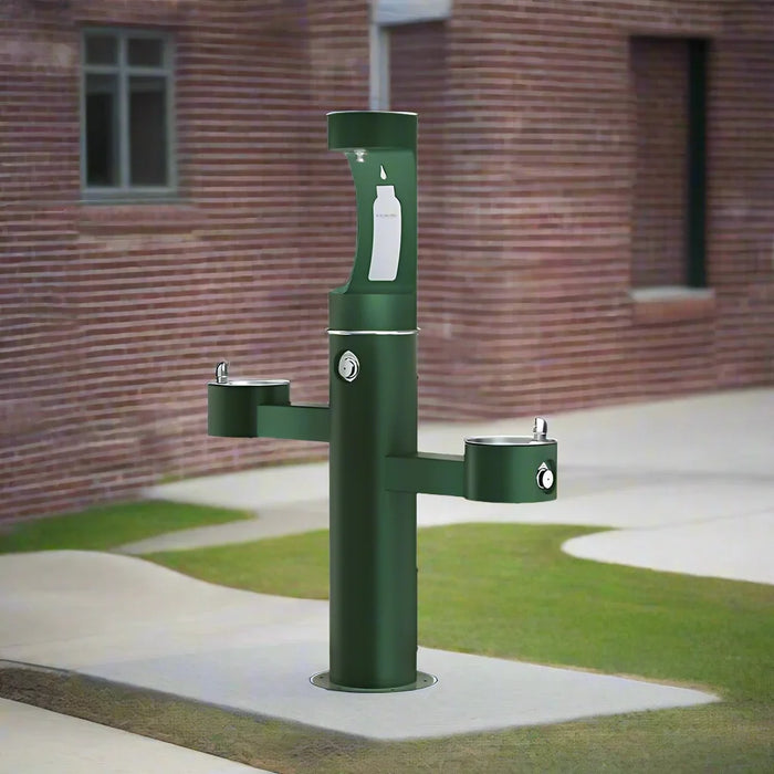 Elkay LK4430BF1UFRKEVG Outdoor Tri-Level Bottle Filling Station – Freeze-Resistant - The Fountain Direct