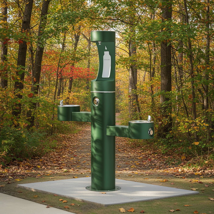Elkay LK4430BF1UFRKEVG Outdoor Tri-Level Bottle Filling Station โ Freeze-Resistant - The Fountain Direct