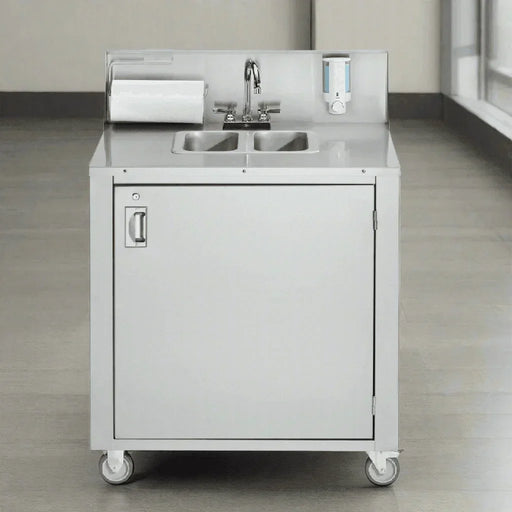 Crown Verity CV-PHS-2 Portable Hand Sink – Mobile Hand Washing Station – Foot Pump Operated, Hot & Cold Water - The Fountain Direct
