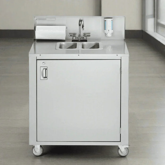 Crown Verity CV-PHS-2 Portable Hand Sink – Mobile Hand Washing Station – Foot Pump Operated, Hot & Cold Water - The Fountain Direct
