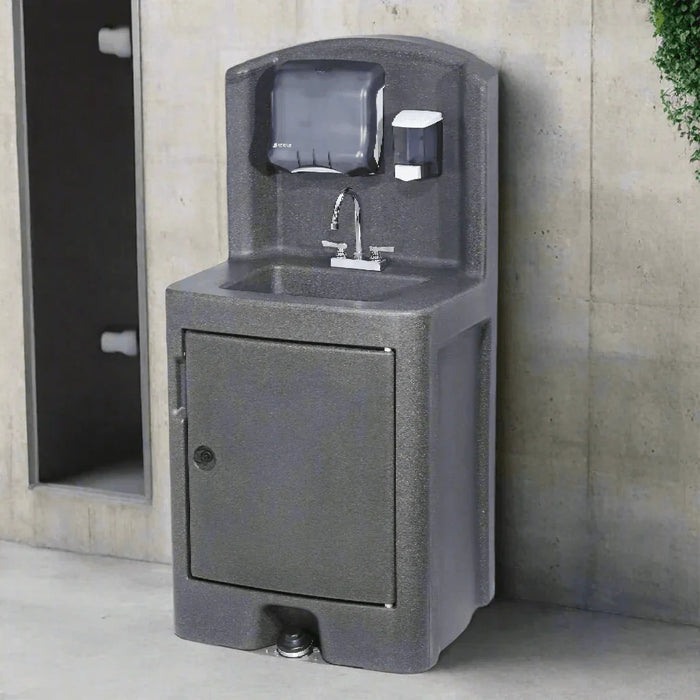 Crown Verity CV-PHS-5 Economy Compact Portable Hand Sink – Mobile Hand Washing Station – Hot Water – Foot Pump Operated - The Fountain Direct