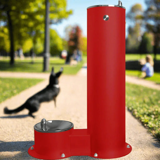 Willoughby WODF-2-PET Two-Station Exterior Water Drinking Fountain For Parks – Vandal-Resistant, Pet-Friendly - The Fountain Direct