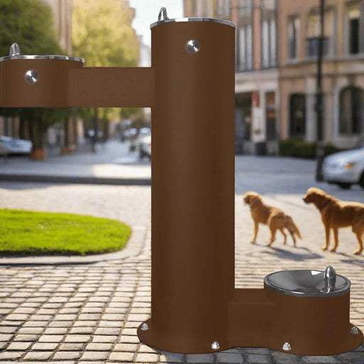 Willoughby WODF-3FA-HC-PET Outdoor Three-Station Stainless Steel Drinking Fountain with Pet Fountain - The Fountain Direct