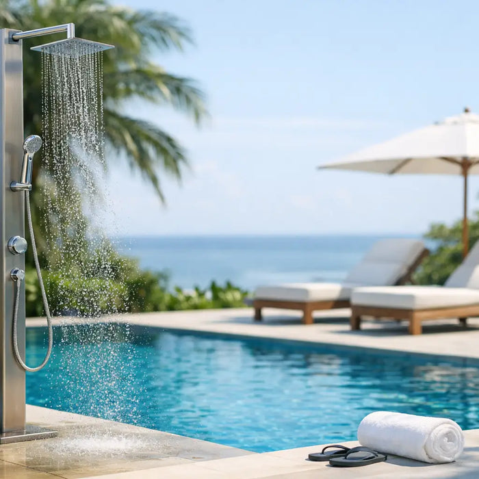 How to Choose a Pool Shower Station - The Fountain Direct