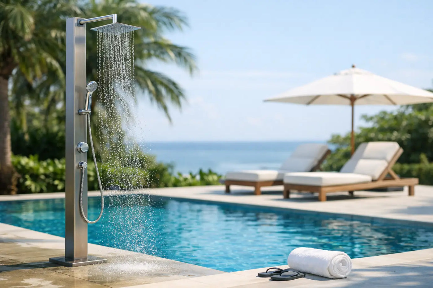 How to Choose a Pool Shower Station - The Fountain Direct