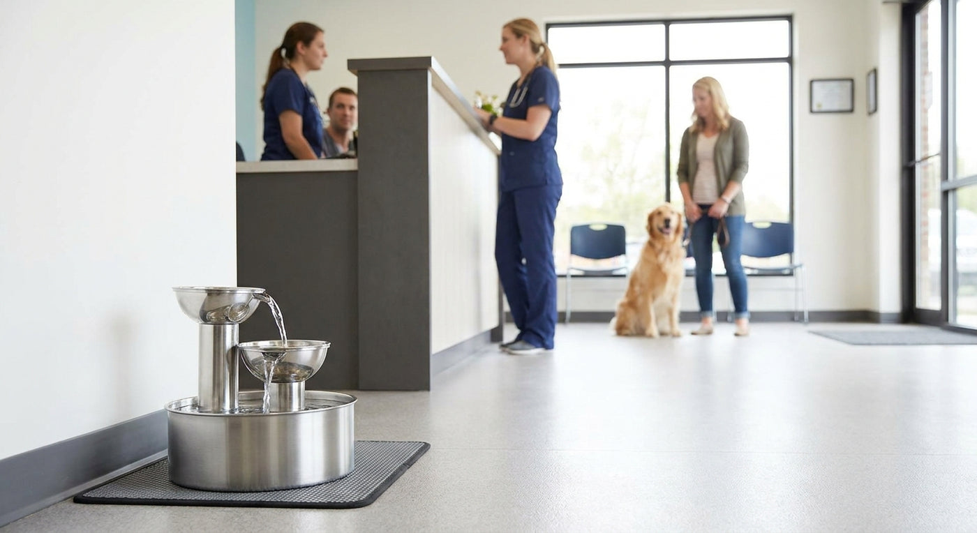 Pet water fountain for veterinary clinics