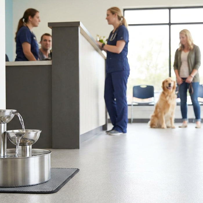 Pet water fountain for veterinary clinics