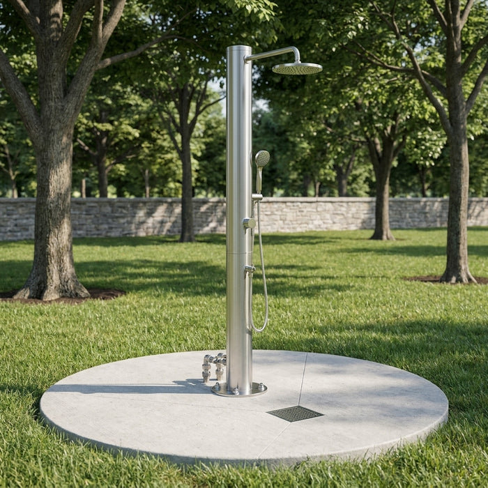 How to install an outdoor shower on a concrete slab
