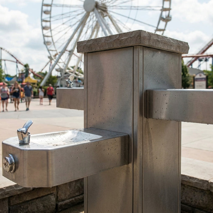 Drinking fountain for amusement parks and theme parks