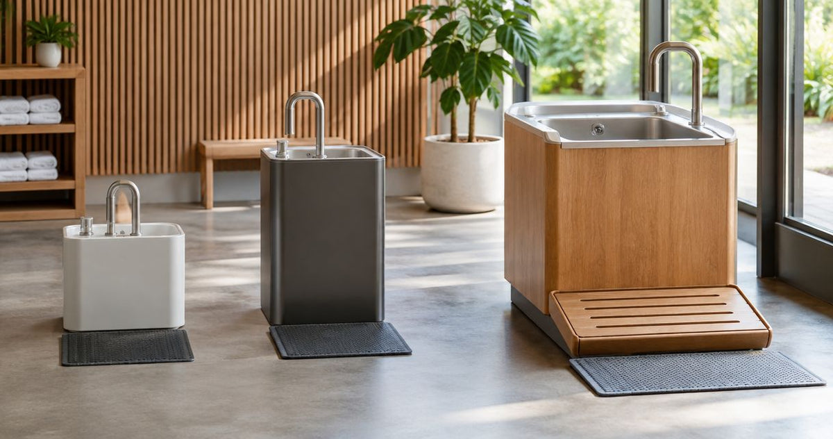 Foot wash stations ranked by footprint size in 2026