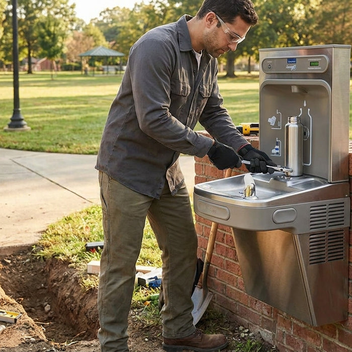 How to install a bottle filling station outdoors