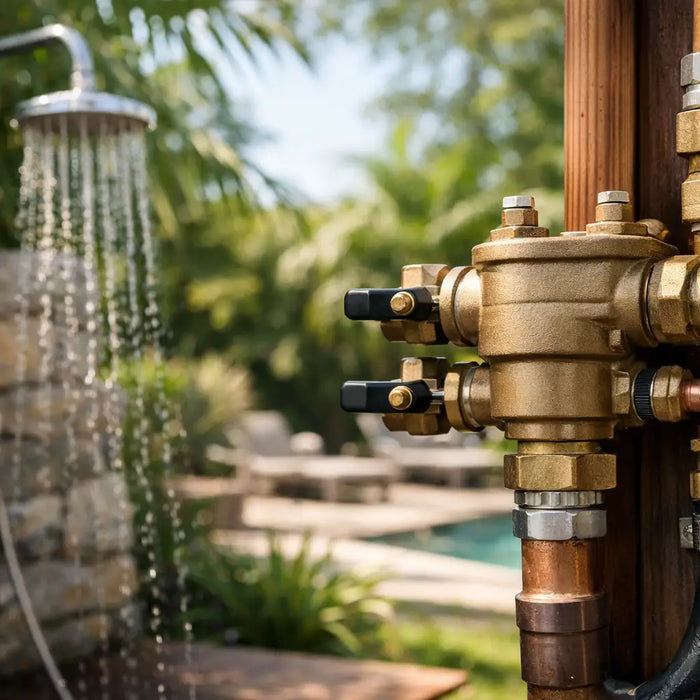 Do Outdoor Showers Require Backflow Preventers? - The Fountain Direct