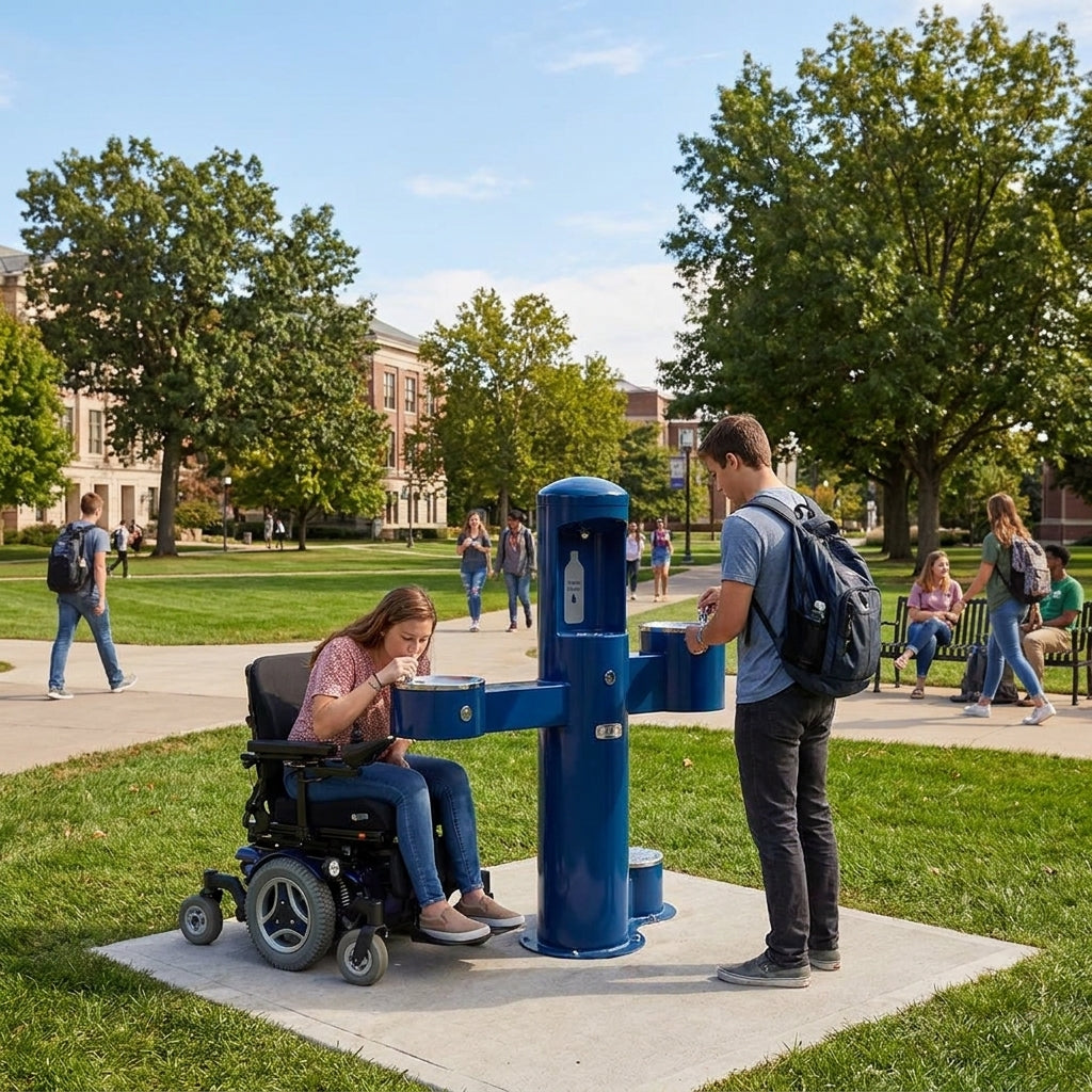 ADA compliant drinking fountain for universities