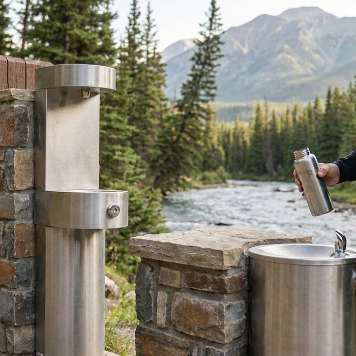 Water bottle filling station for national and state parks