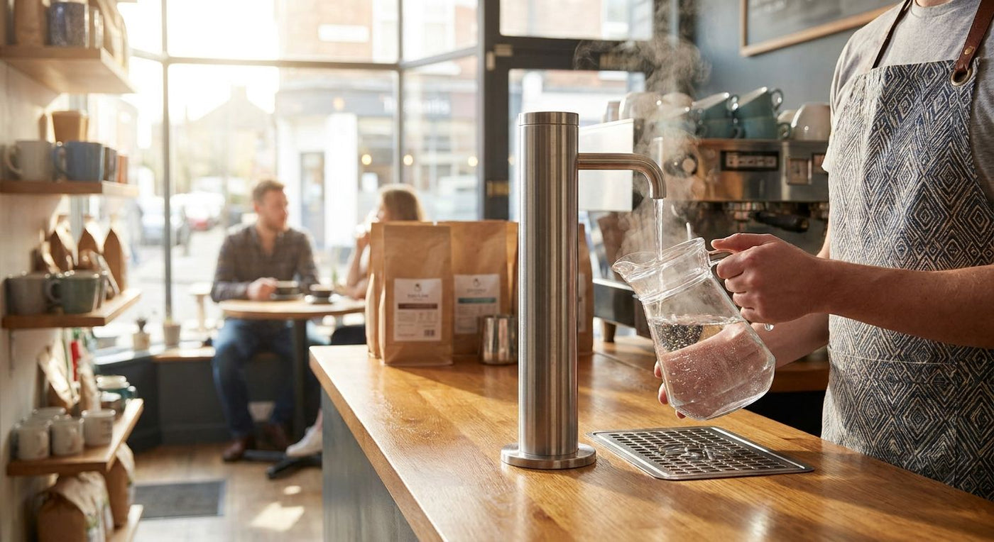 Pedestal jug filler for coffee shops and cafes