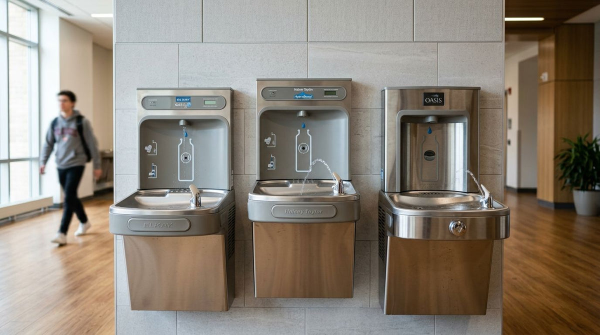 Elkay, Halsey Taylor, and Oasis drinking fountains compared 2026