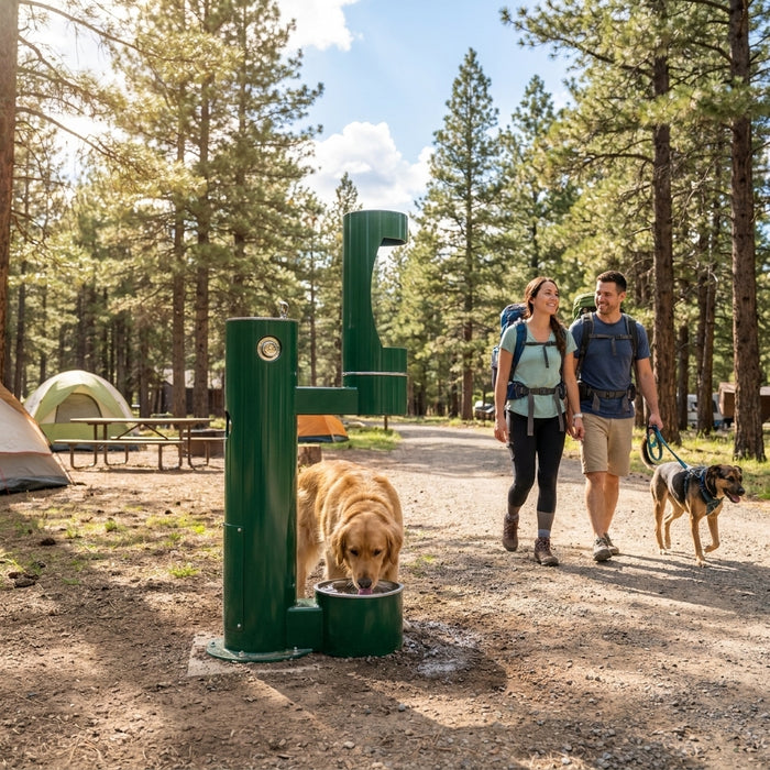 Pet water station for campgrounds and trails