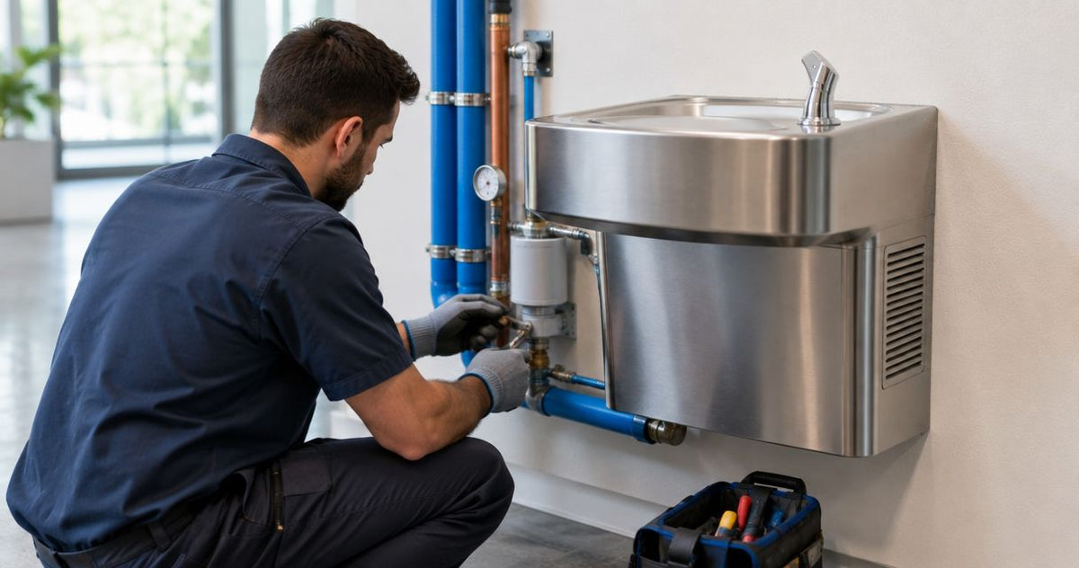 How to connect a drinking fountain to a chilled water loop