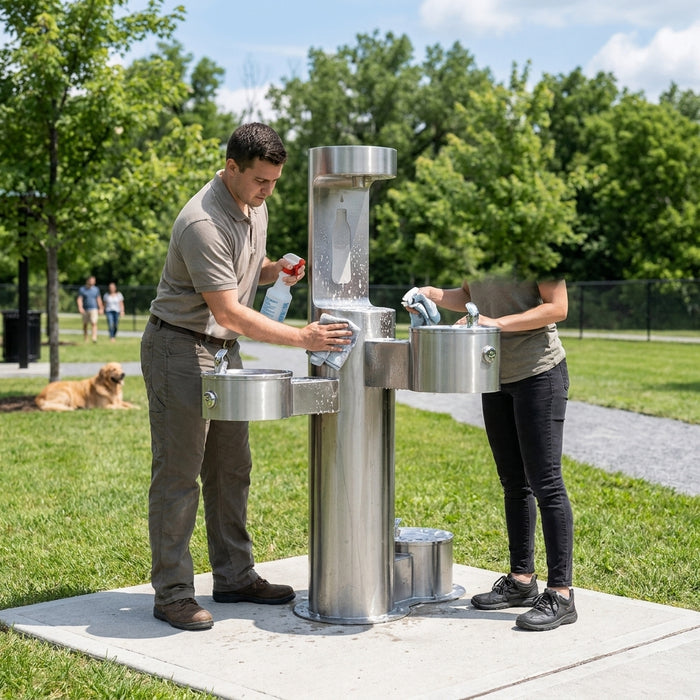 How to clean a stainless steel drinking fountain