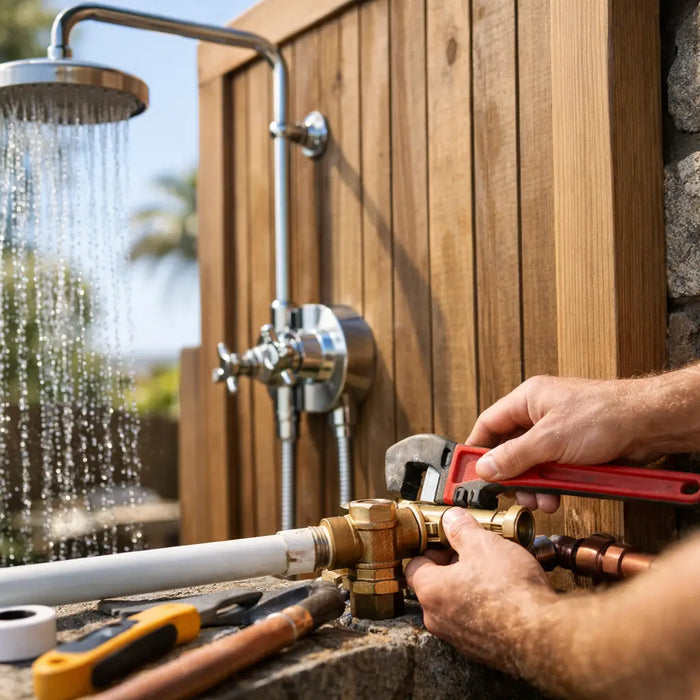 How to Plumb an Outdoor Shower Right - The Fountain Direct