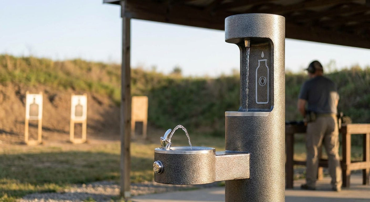 Drinking fountain for shooting ranges
