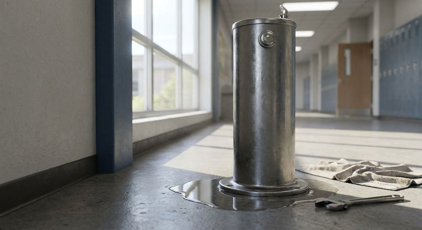 How to fix a drinking fountain that leaks at the base
