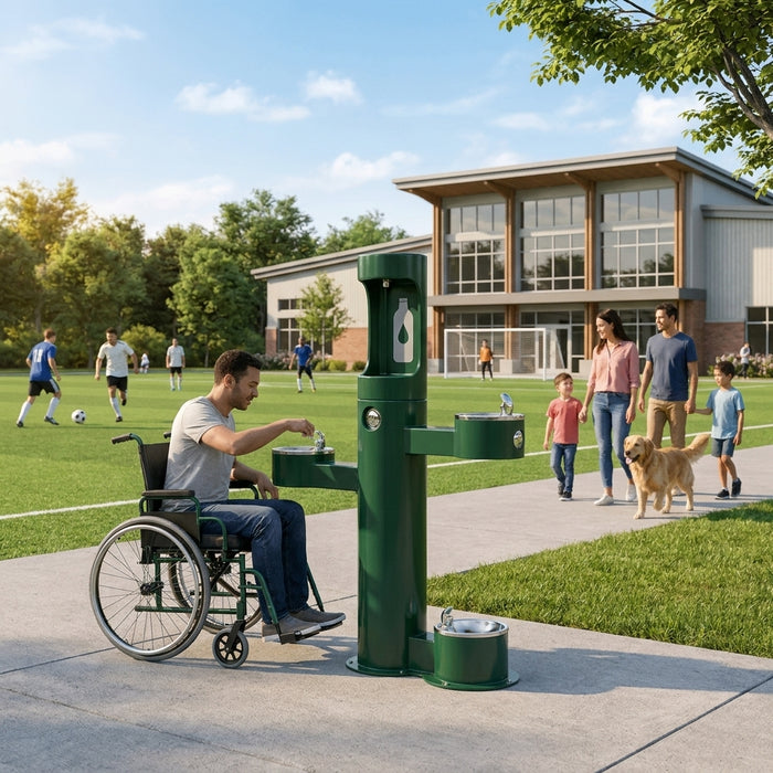 ADA compliant drinking fountain for recreation centers