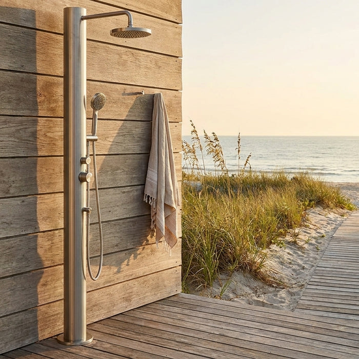 Stainless steel outdoor shower for beach houses