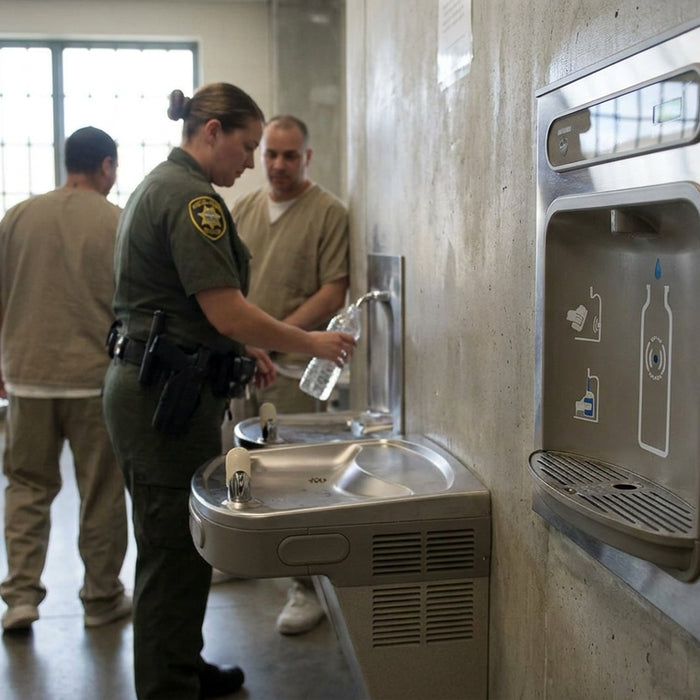 Water bottle filling station for correctional facilities