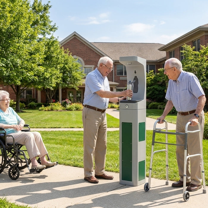 Water bottle filling station for nursing homes