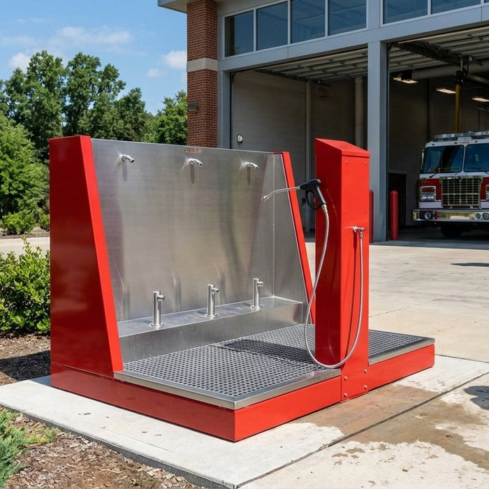 Foot wash station for fire stations