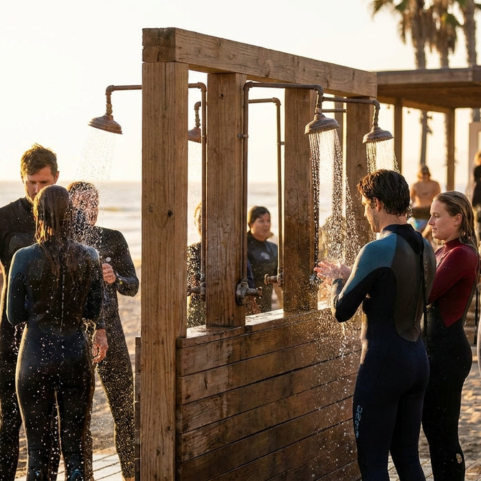 Outdoor shower for surf schools and surf clubs