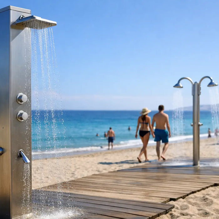 Choosing Public Beach Shower Stations - The Fountain Direct