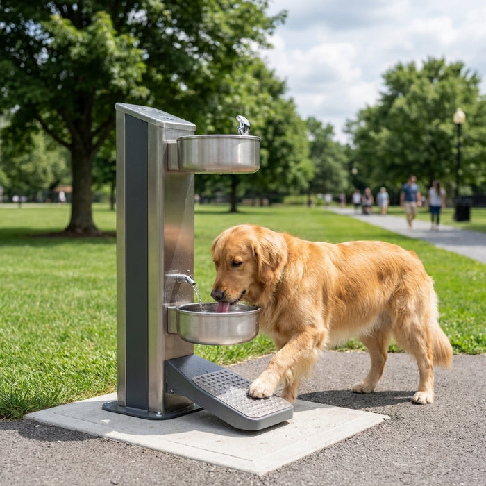 Best foot-activated dog water fountain for public use