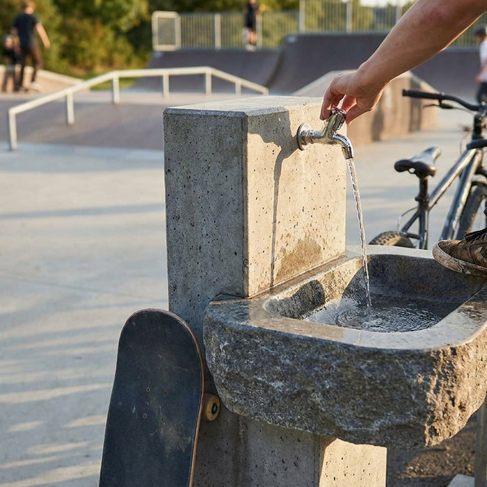 Foot wash station for skate parks and bike parks