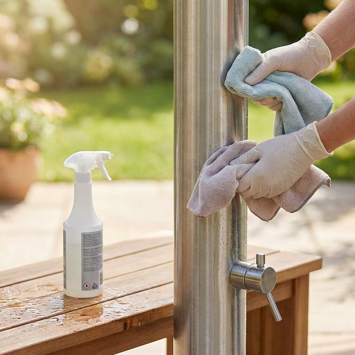 How to clean a stainless steel outdoor shower
