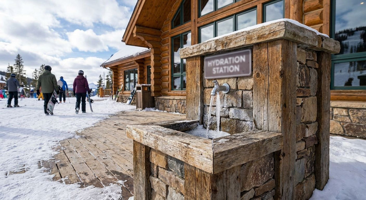 Drinking fountain for ski resorts and mountain lodges