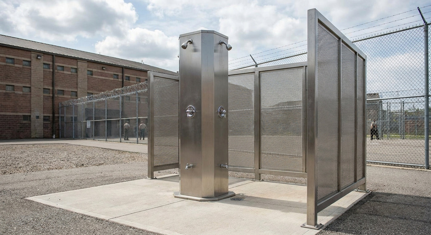 Outdoor shower for correctional facility yards