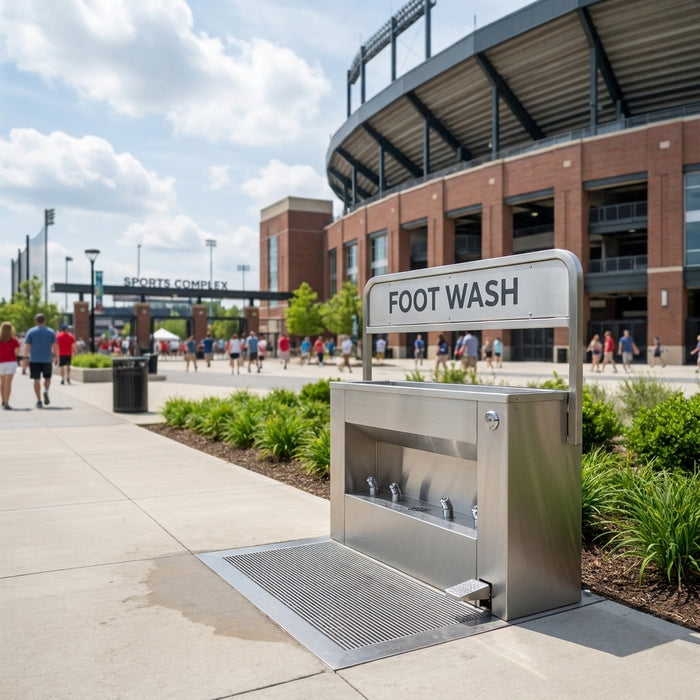 Foot wash station for sports stadiums